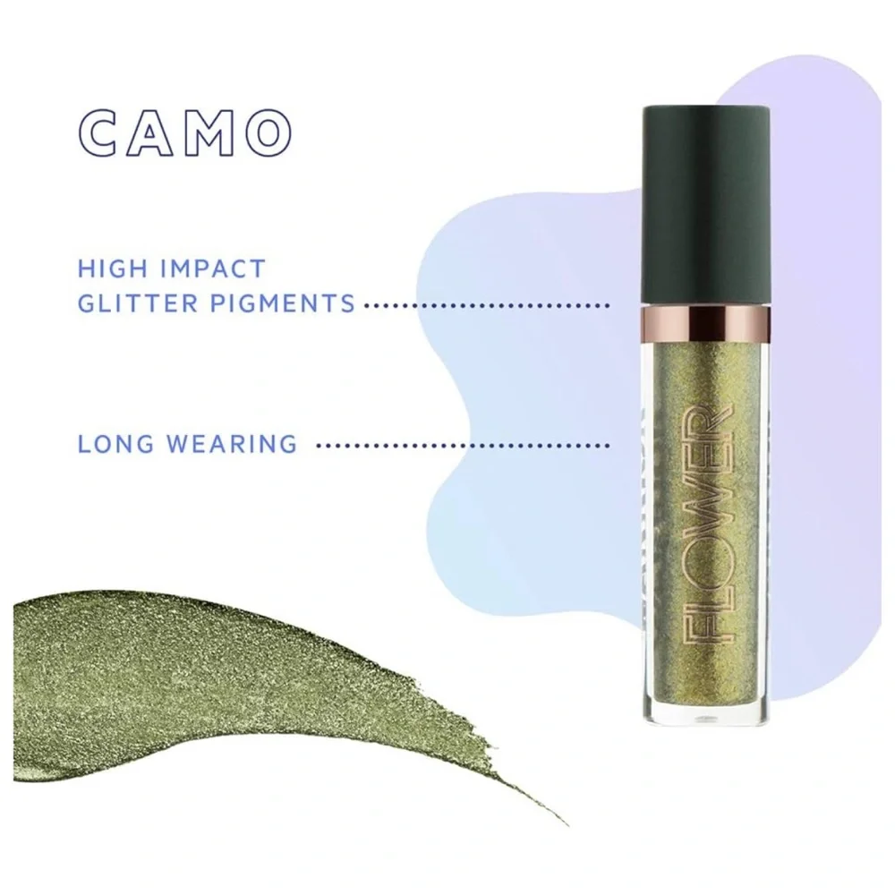 FLOWER BEAUTY Warrior Glitter Liquid Eyeshadow,‎ Cruelty-Free  (Camo) BUNDLE